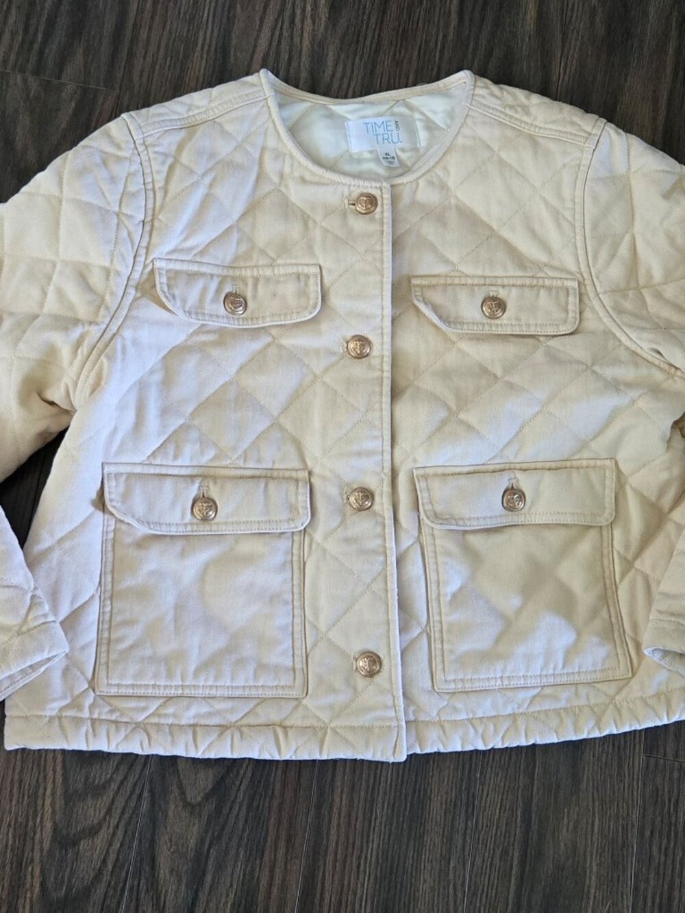 TIME & TRU Classic Style Quilted Cotton Jacket w/ Brass Buttons NWOT/SIZE XL